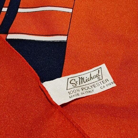 Vintage St Michael Geometric Red White and Blue Square Scarf - Picture 3 of 6